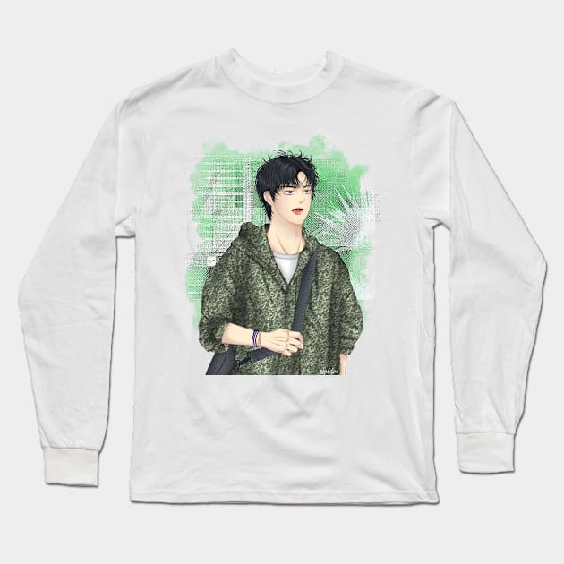 Boy on Green Long Sleeve T-Shirt by sokileri999